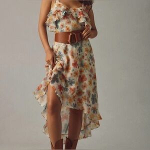 NWT Anthropologie Sleeveless Asymmetric
Ruffled Midi Dress